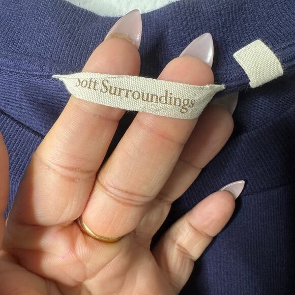 Soft Surroundings Blue Tunic Top Women’s S Long Sleeve Pockets Grommet Detail - Picture 8 of 9